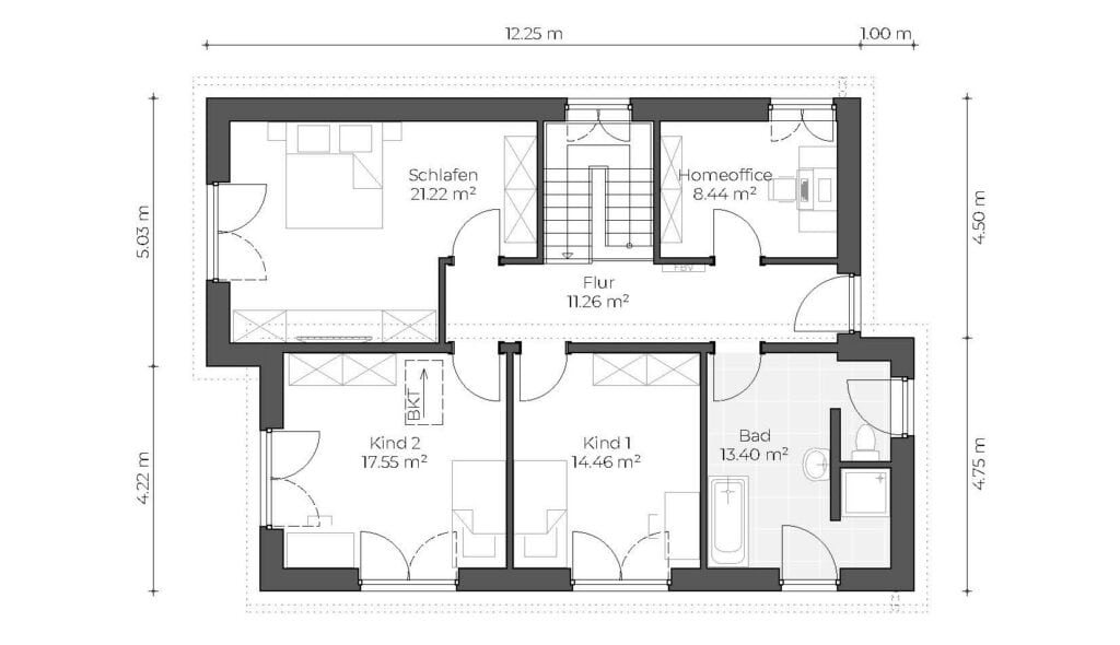 Massivhaus Pultdachhaus V180 - Pultdachhaus VIRTUS Massivhaus